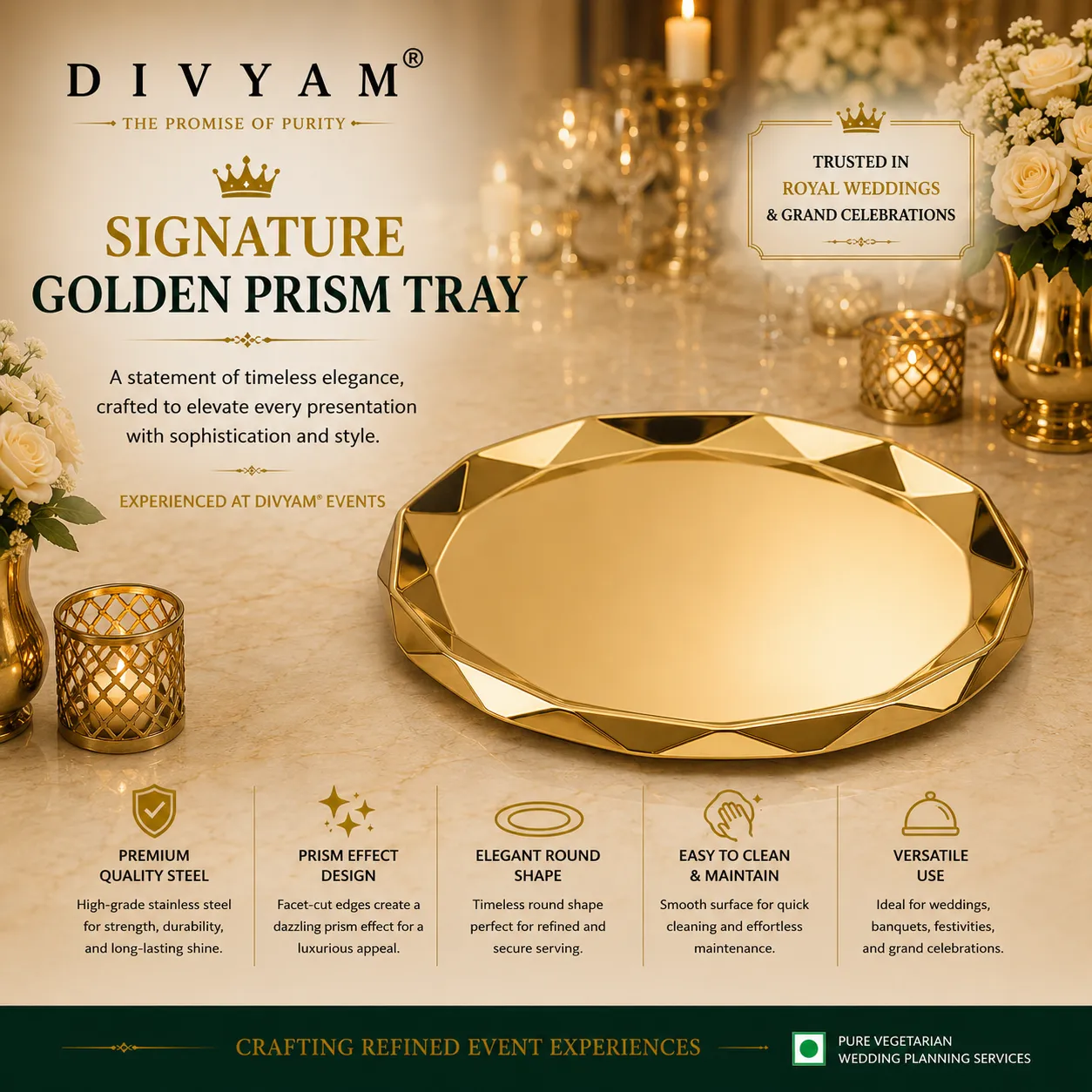 Signature Golden Prism Tray presentation by D I V Y A M®